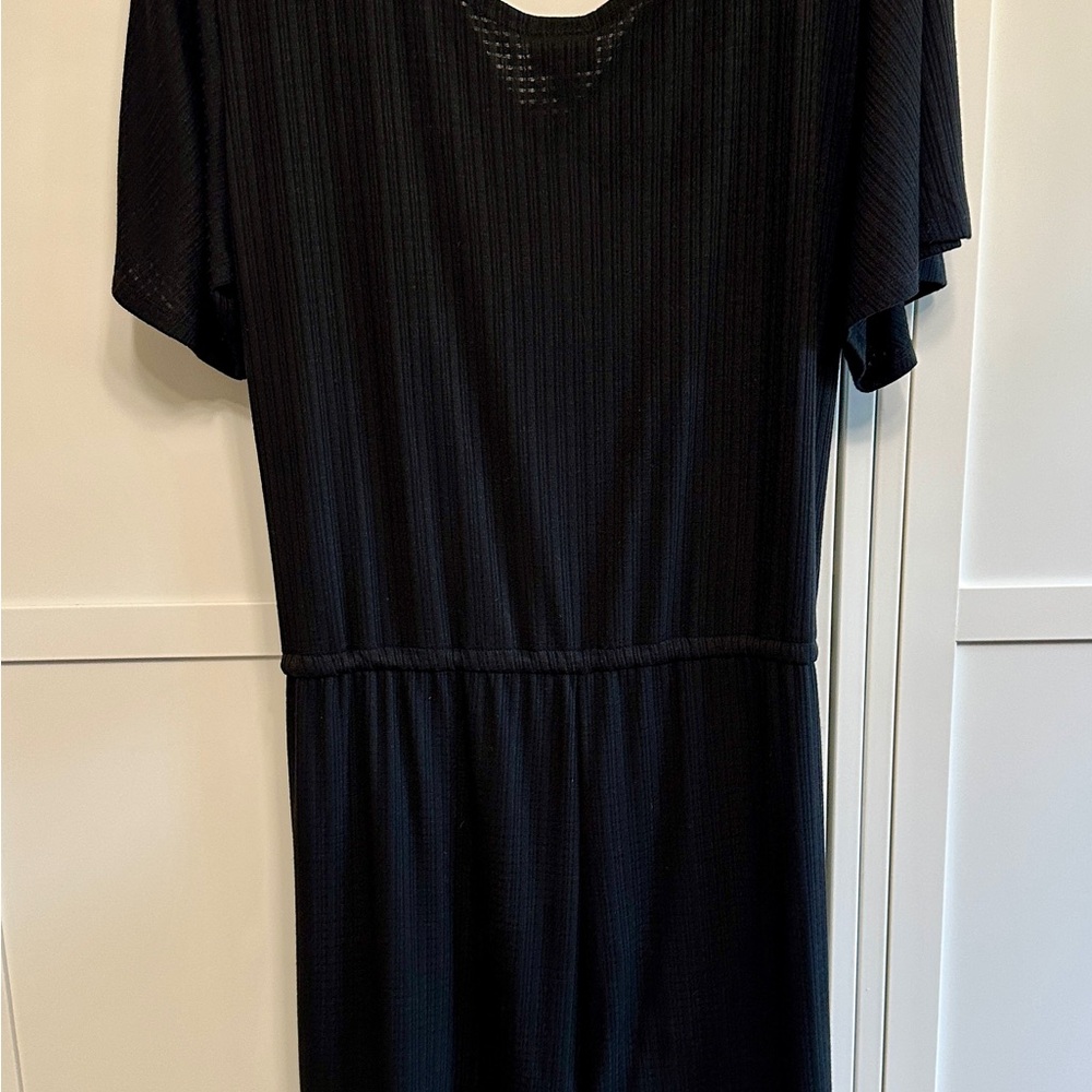 LuLaRoe XL Black Xanthe Short Sleeve Drawstring Waist Romper NWT - Picture 2 of 3